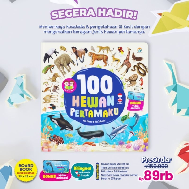 Boardbook 100 hewan pertamaku - Buku anak - Buku balita - Pengenalan hewan