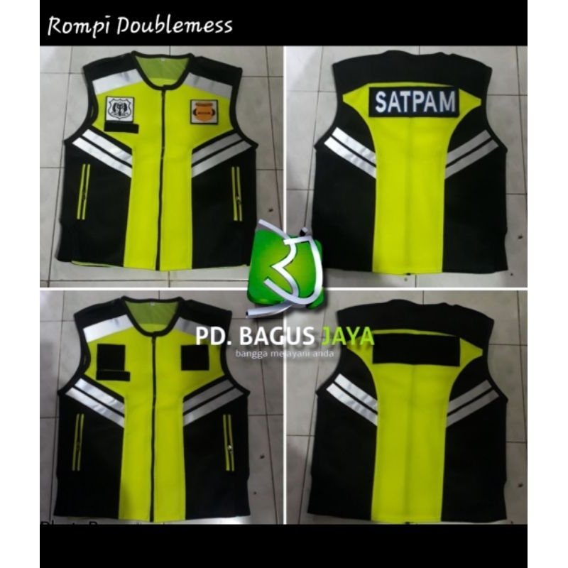 Rompi security, satpam. bahan double mess full logo bordir