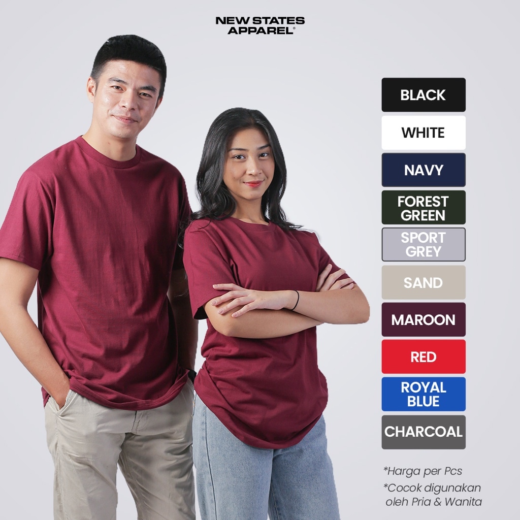 CITITEX - 30s New States Apparel Soft Tee 3600 Baju Kaos Polos Katun Unisex Pria Wanita Premium Cowo