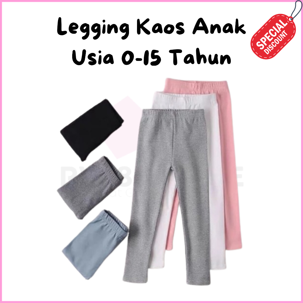 Legging Anak Perempuan Kaos Rayon usia 1-15 Tahun Legging Polos Anak