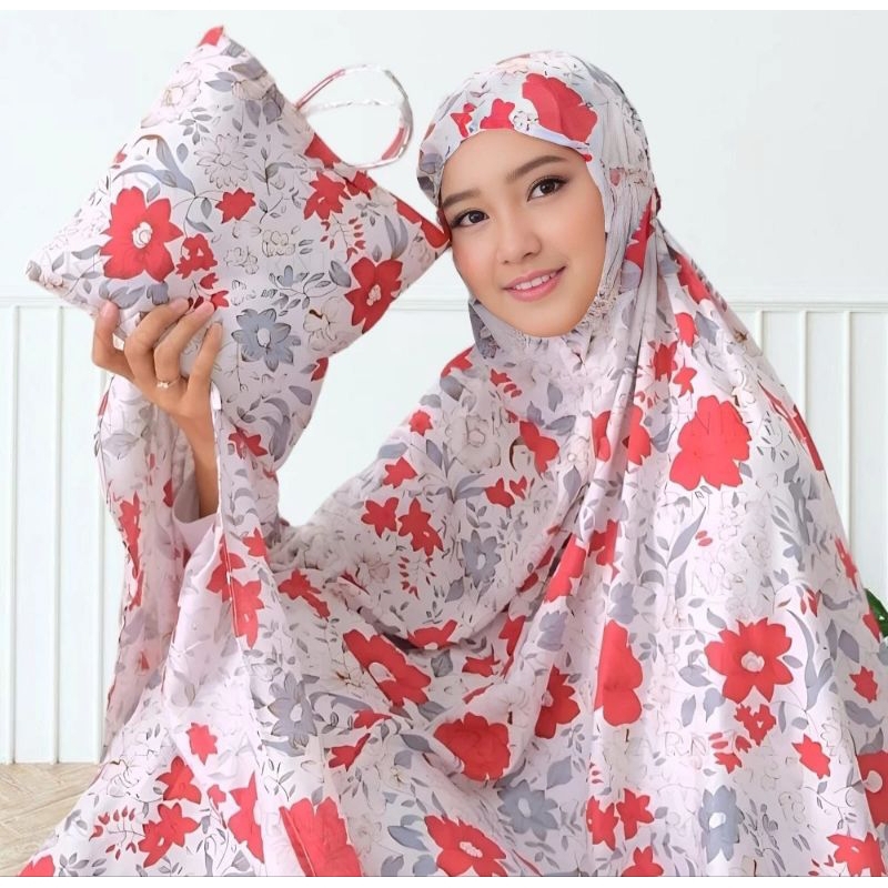 Mukena dewasa travel bali motif bunga sakura / mukena dewasa katun premium terbaru