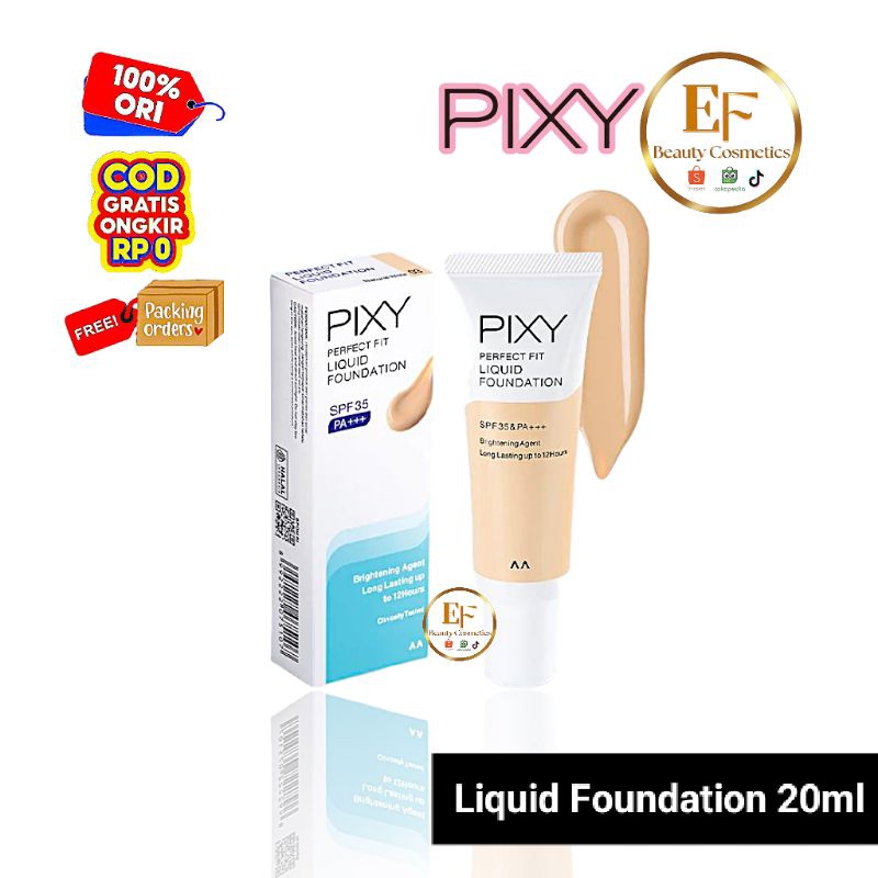 PIXY Perfect Fit Liquid Foundation SPF 35 PA+++ 20ml Full Coverage - Foundation Cair