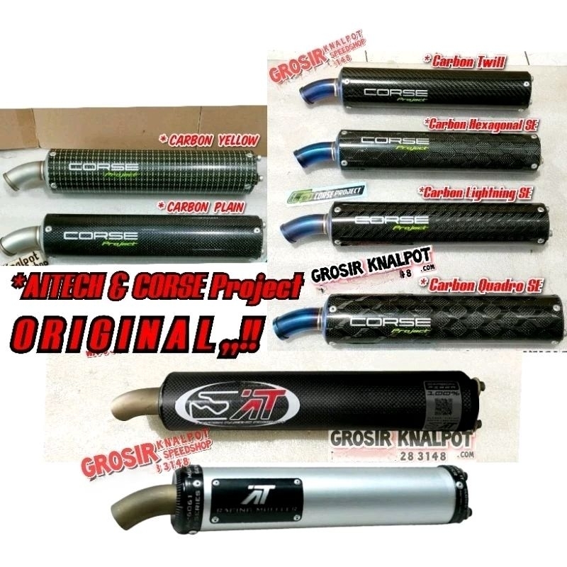 Silincer knalpot Aitech & Corse Project original new Model Carbon Kevlar Asli Gen 4 & silver Ninja R