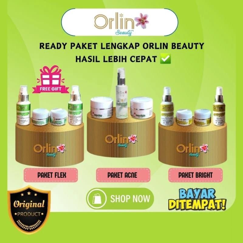 ORLIN BEAUTY SKINCARE ORIGINAL BPOM / PAKET ORLIN WHITENING GLOWING / CREAM ORLIN ACNE / ORLIN FLEK 
