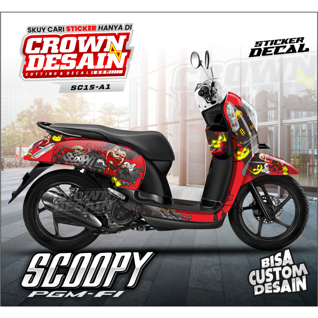 Decal dekal scoopy fi 2015 full body stiker decal scoopy fi old - Micky zombie - Stiker Scoopy - KOD