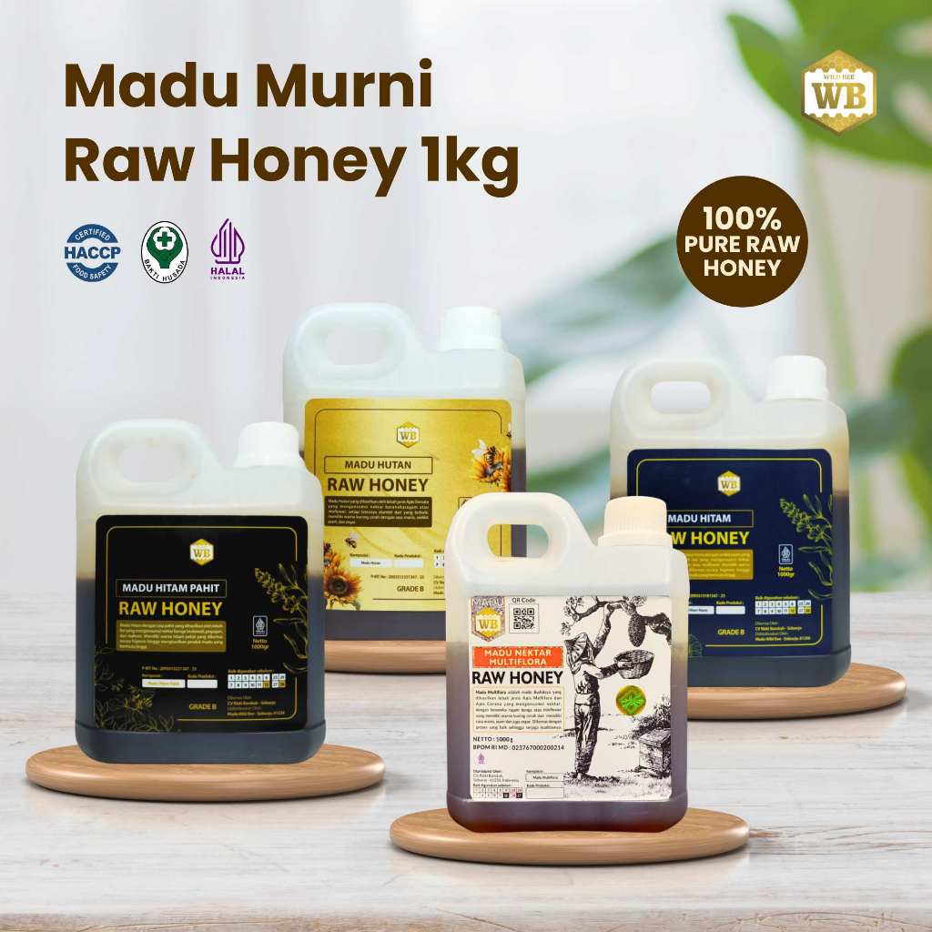 

Original 100% - Raw Honey 1Kg Original Alami Nektar Bunga 100% Madu Wild Bee Bergaransi Free Sendok