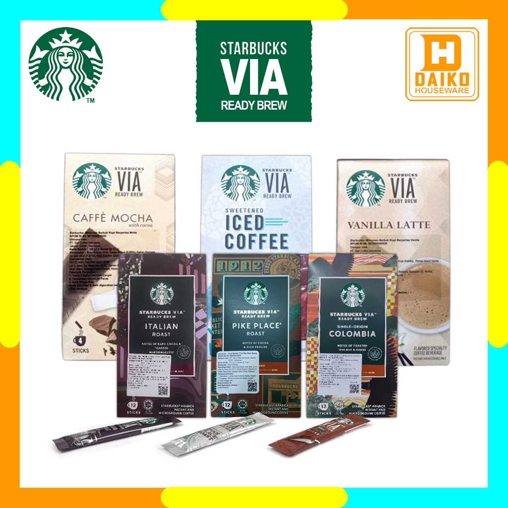 

Starbucks Via Sachet Instan - Kopi Sachet Mix & Hot Cocoa ECER Coklat PanasO riginal Starbucks - Colombia Italian Roast Pike Place Roast Caffe Mocha Ice Coffee Latte Mocha Kopi Bubuk Instan Starbucks Sachets Saset