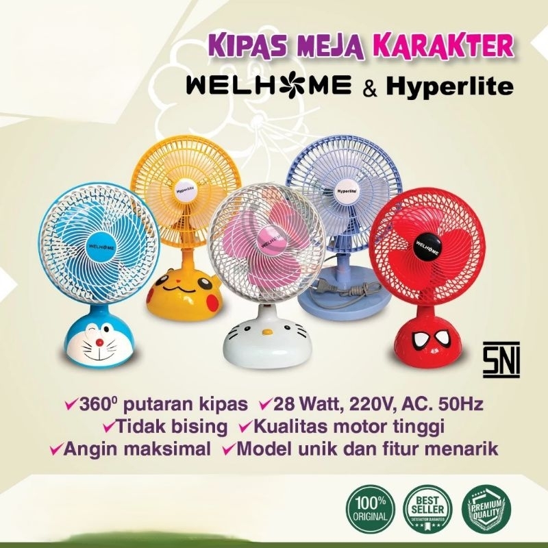 Kipas Karakter / Kipas Meja Karakter Portable 10 inch 2in1 WELHOME