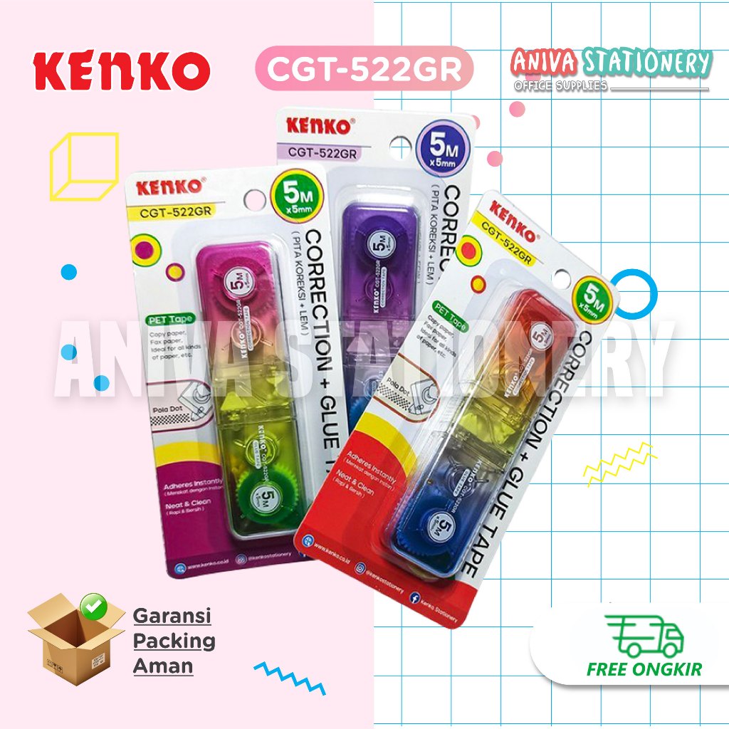 

KENKO CORRECTION + GLUE TAPE CT-522GR TIP EX DAN LEM ROLL