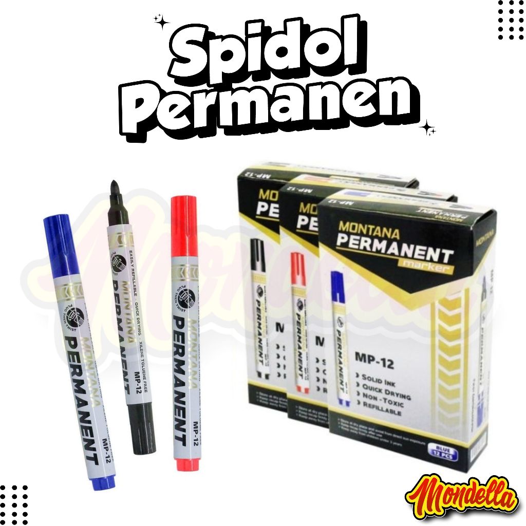 

Spidol Permanen Spidol Permanent MP12 Permanent Marker Montana MP-12 Spidol Hitam Merah Biru Besar MONDELLA