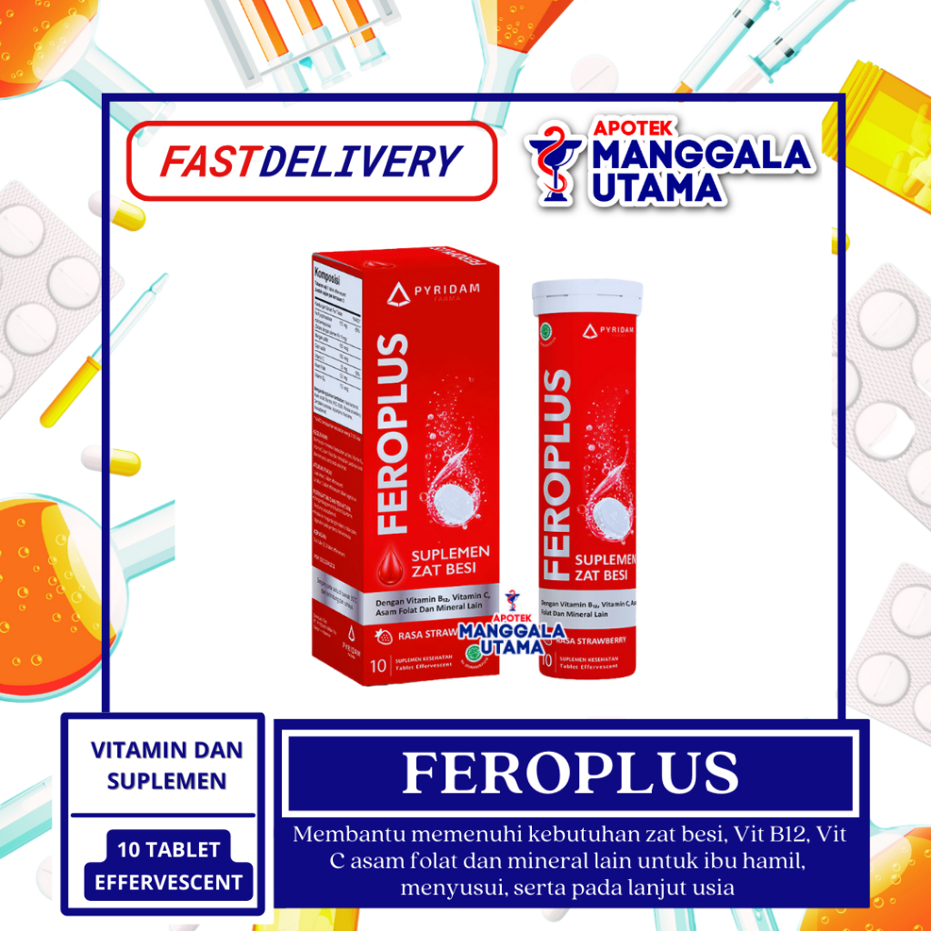 FEROPLUS SUPLEMEN ZAT BESI ISI 10 TABLET EFFERVESCENT