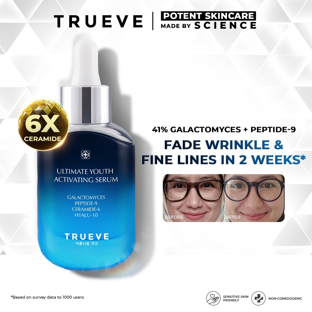 TRUEVE Ultimate Youth of Activating Serum - Anti Aging, Serum Pelembab, Bantu Samarkan Kerutan Melem