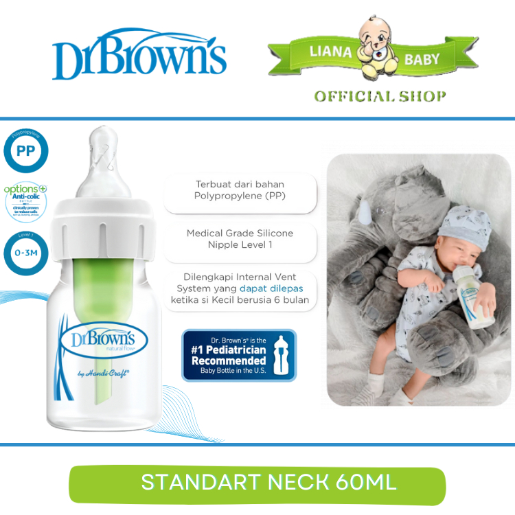 BOSU95 BOTOL SUSU DR BROWN'S NARROW 60 ML OPTION SELANG GREEN (2101)