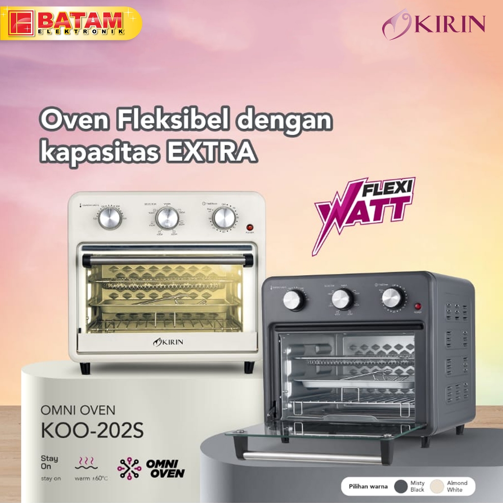 Oven Kirin 20 Liter Low Watt Panggangan Microwave Flexiwatt Grill Warm - KOO 202s