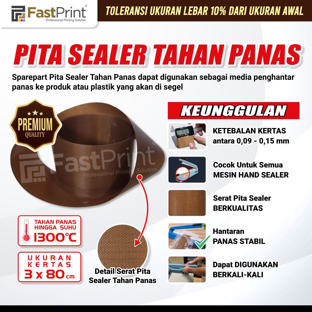 

Kertas Tahan Panas Sealing Belt Sparepart Mesin Alat Press Plastik a