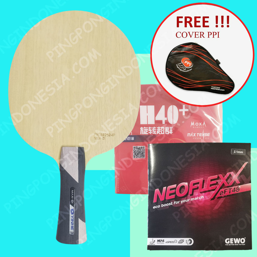 Paket Yinhe Max 01 PLC ZLC Carbon - Set Rakitan Blade Kayu Pingpong Tenis Meja Bet Rakit Karet Rubbe