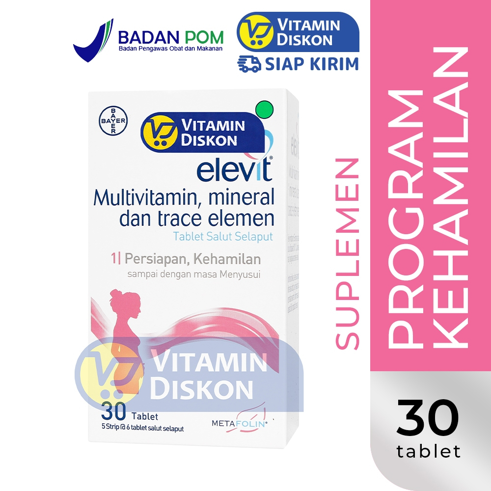ELEVIT MULTIVITAMIN, MINERAL, TRACE ELEMEN DAN VITAMIN D3 1000 IU | PROMIL, ASAM FOLAT,  KEHAMILAN (