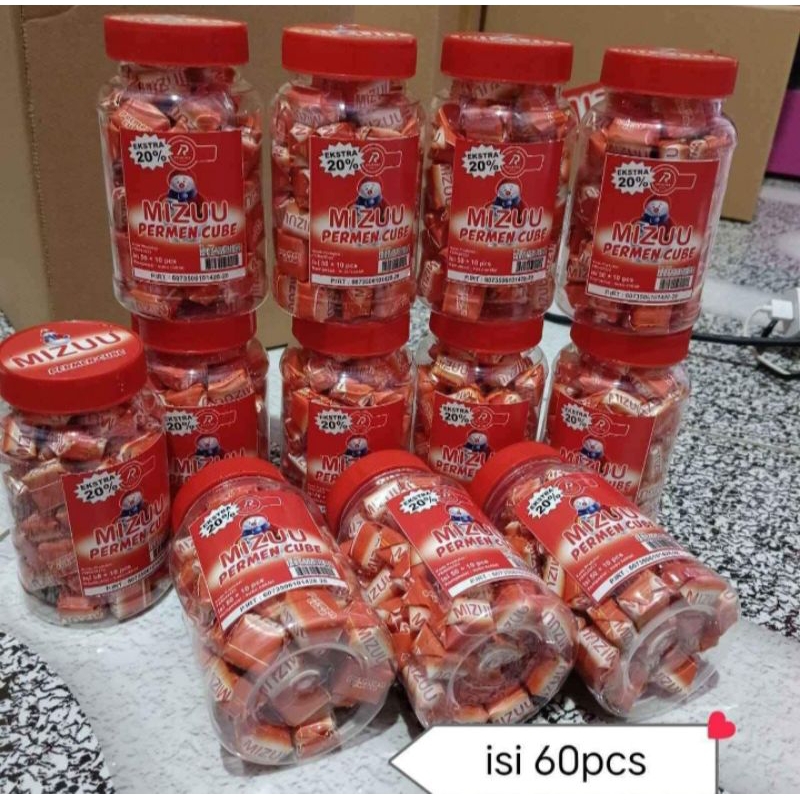 

Permen Candy cube Viral Mizzu isi 60 pcs per toples Permen Virall