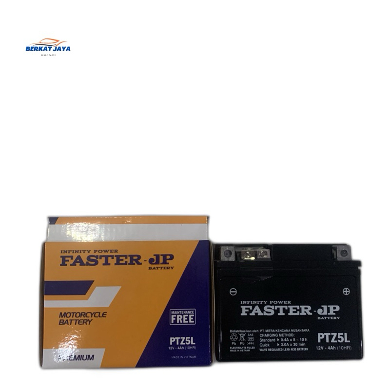 Aki Motor Faster PTZ5L 12V 4 Ah Untuk Beat/Vario110/Revo/Vixion