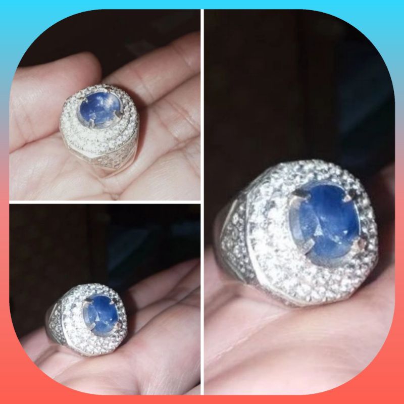 Cincin Blue Safir Srilanka Natural