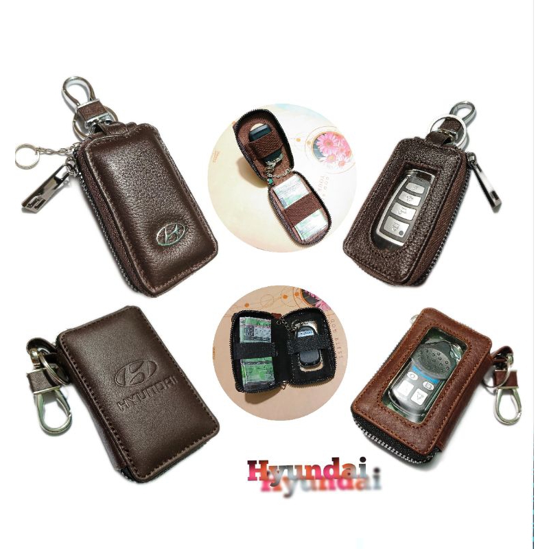 dompet kunci mobil remote keyless HYUNDAI kulit asli transparan dompet stnk mobil