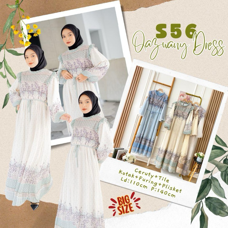 Qaswany Dress Ceruty BabyDoll / Dress Plisket / Dress Cewek Kekinian / Dress Lebaran 2024 / Dress Re