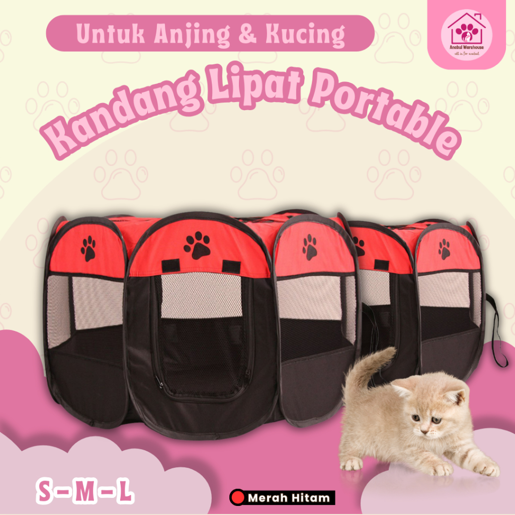 Wulann_Gemintang Kandang Kucing Lipat/Kandang Kucing Anjing Portable Jumbo Muat Kucing Besar Dan
