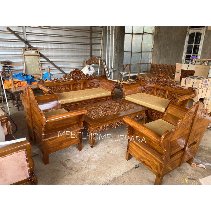 kursi tamu madura plus jok kayu jati jepara