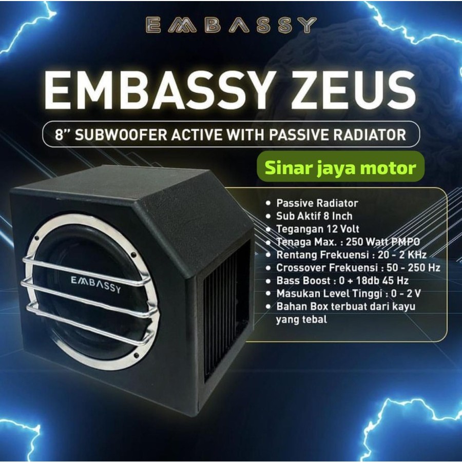Subwoofer Basstube Kotak Aktif Dual 8 Inch EMBASSY 8 INCH ZEUS