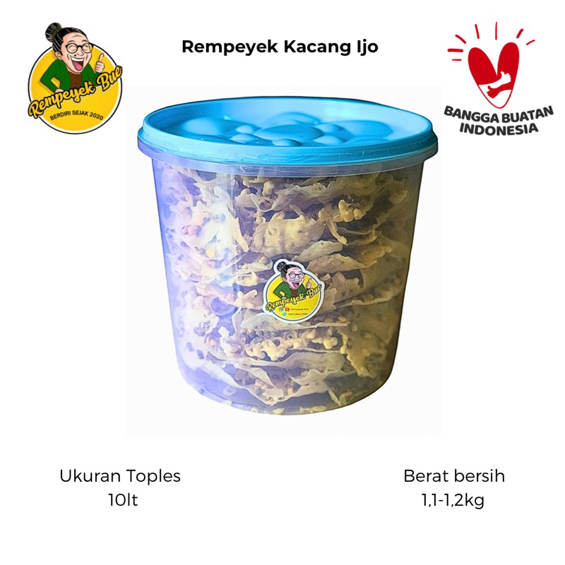 

Rempeyek Kacang Ijo by Rempeyek Bue Toples 10 Liter Terlaris