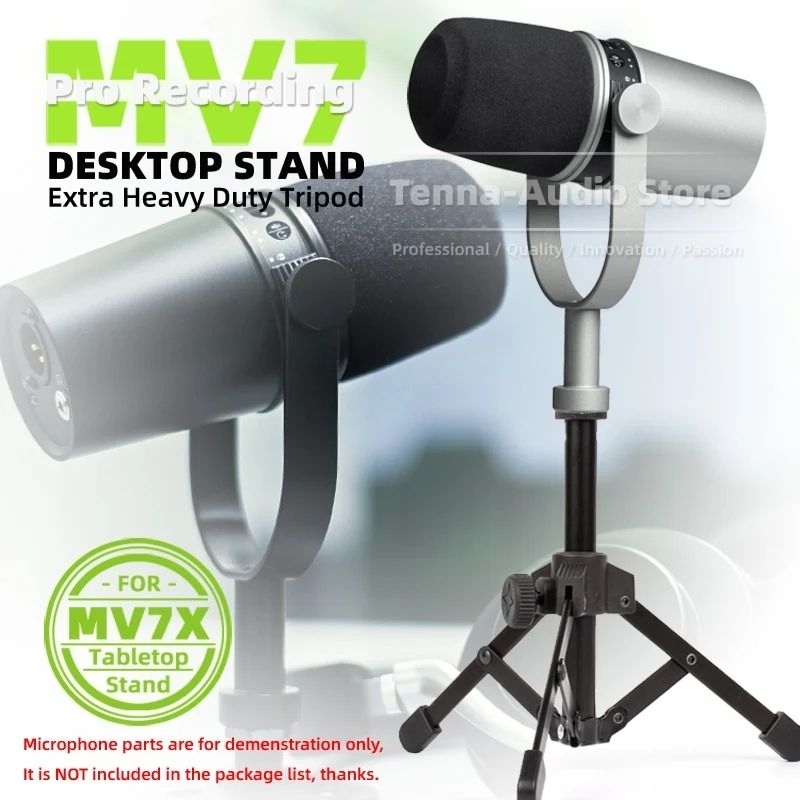Metal Tabletop mic Stand mic Tripod Shure MV7X SM7B Rode PodMic Dynamic