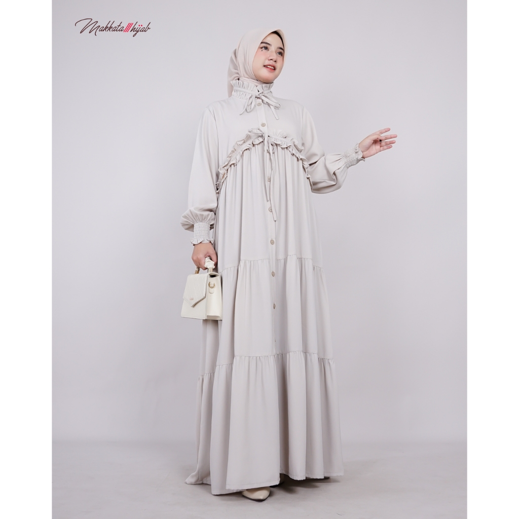 Makkata Hijab | Syifana Dress | Gamis Busui Tali Serut Full Kancing