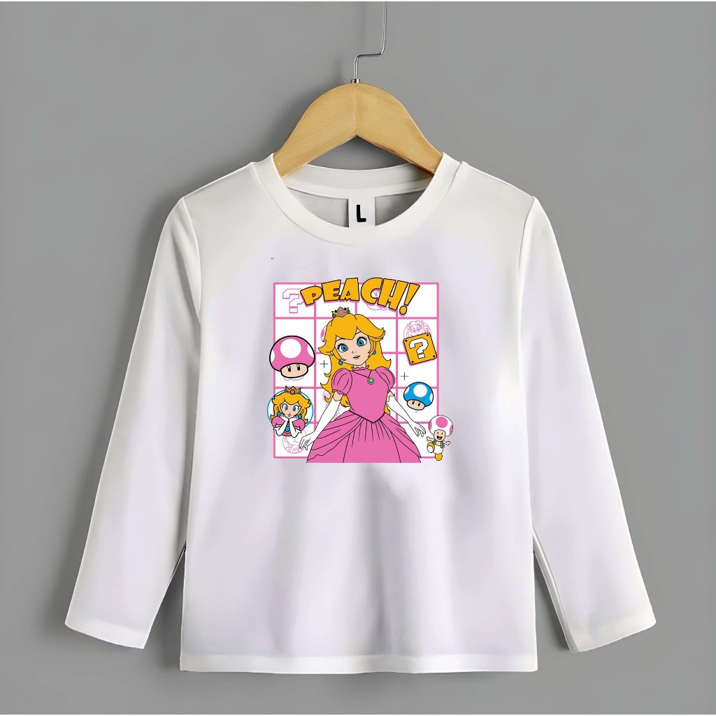 Baju/kaos LP anak PRINCESS PEACH bahan premium