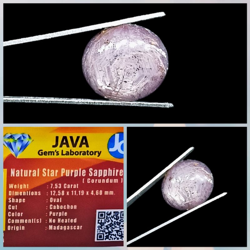 Lostune Batu Natural Star Purple Safir + Memo