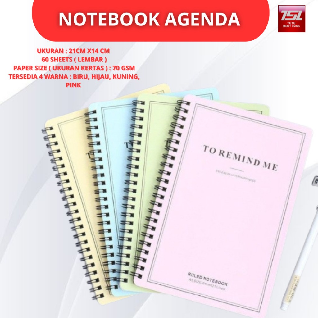 

TUTU Notebook Agenda/Buku Diary/Buku Tulis Catatan/Buku tulis murah A5 Bergaris 60 halaman