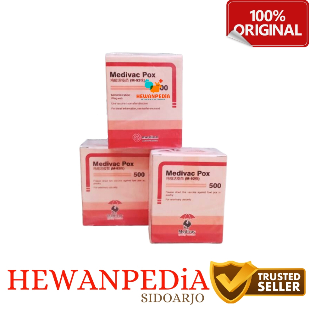 VAKSIN MEDIVAC POX 500 dosis Hewanpedia - vaksin aktif pox untuk penyakit cacar pada unggas 500 dosi