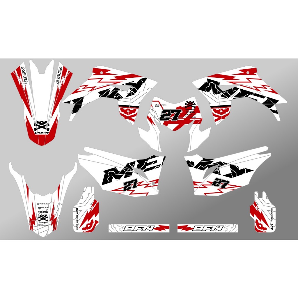 Decal CRF 150l Sticker Striping Stiker CRF 150 L Motif Putih Supermoto