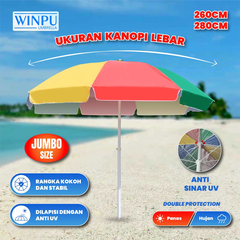 WINPU Payung Tenda Jualan Besar Ukuran JUMBO (260Cm ) Anti Uv