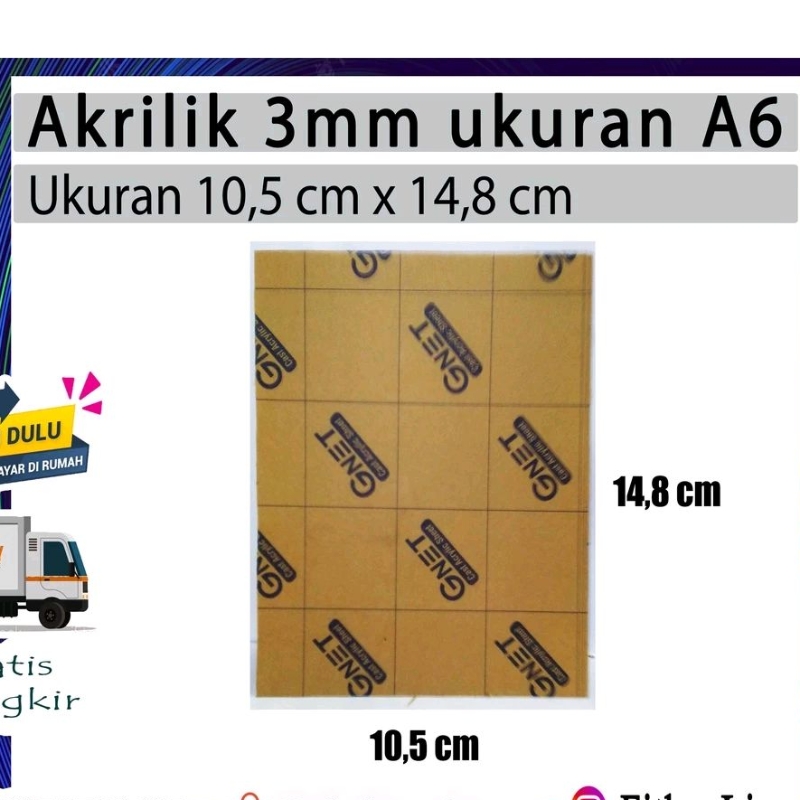 Akrilik / Acrylic / Mika Ukuran A6 3mm