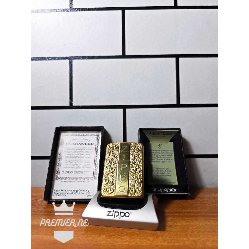 Zippo Armor Love Plated Zippo Special Original With Seal Orange