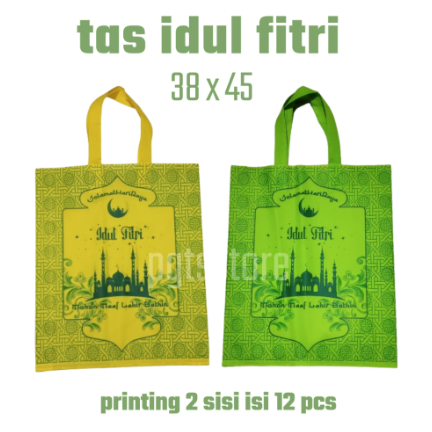 

terlaris Tas idul fitri print 2 sisi ukr 38 x 45 isi lusinan tas lebaran hammpers