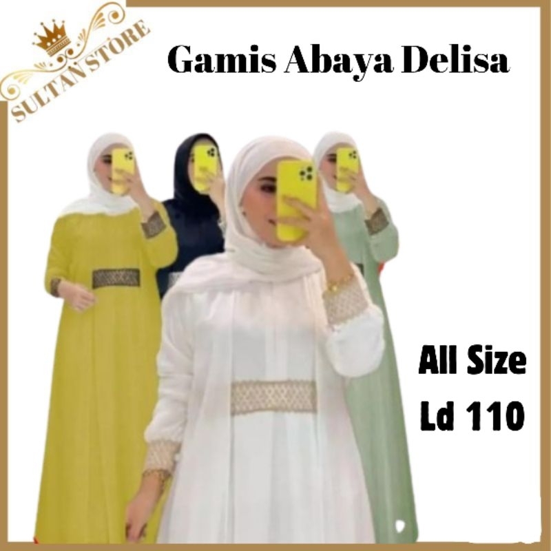 Gamis Abaya Delisa  Gamis murah Kondangan Jumbo  Fashion Muslim Gamis ceruty babydoll Gamis Putih El