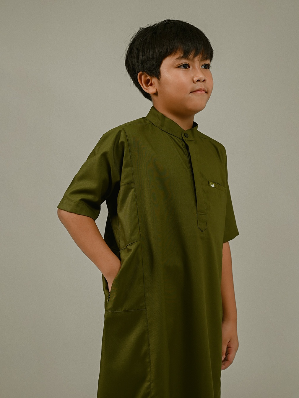 Alder Kids Half Button Thobe Short Sleeve
