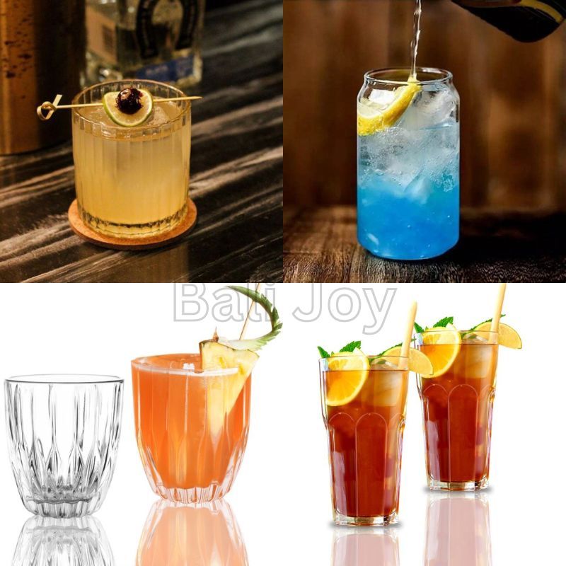 Gelas Es Isi 6Pcs - GELAS HOTEL - Gelas Juice - Gelas Beling 360ml - Gelas Cendol Gagang / Gelas Kac