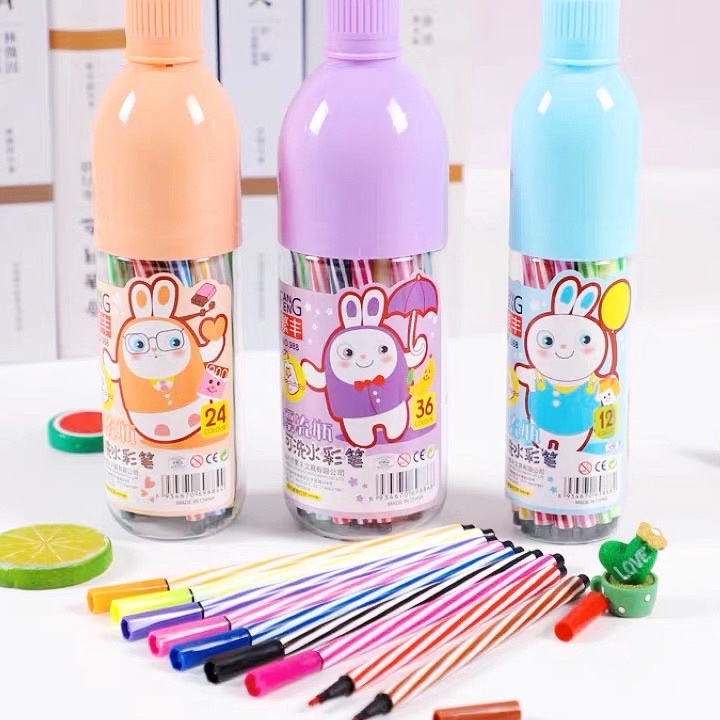 

SALE RGAKSESORIS SPIDOL TABUNG Anak WarnaWarni Cute Color Pen Set Isi 12 pcs 24 pcs 32 pcs Spidol Mewarnai Lukis Marker Pen for Goodiebag LMRN