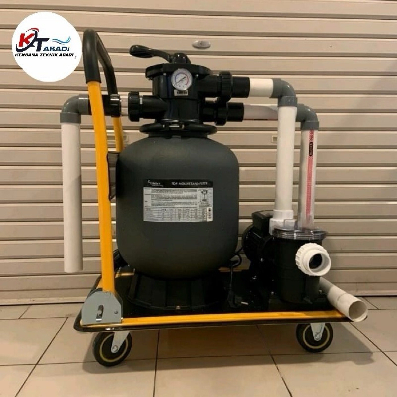 Paket Pompa Kolam Renang 1Hp Set Troli Mesin Vacuum Kolam Renang