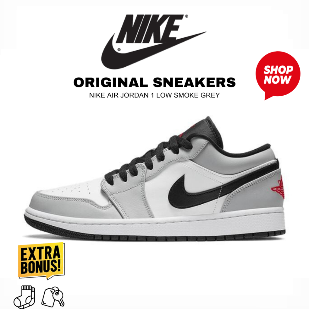 Sepatu Sneakers NIKE AIR JORDAN 1 LOW RETRO SMOKE GREY ORIGINAL BNIB