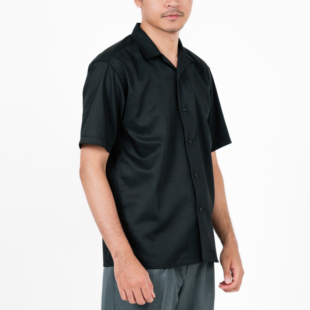 Screamous Kemeja Shortsleeve Shirt Open Collar SADE BLACK