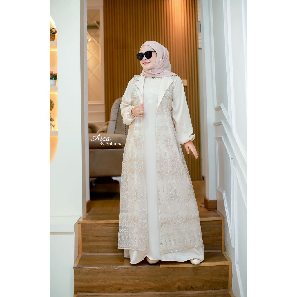 antunna gamis dress set vest brukat