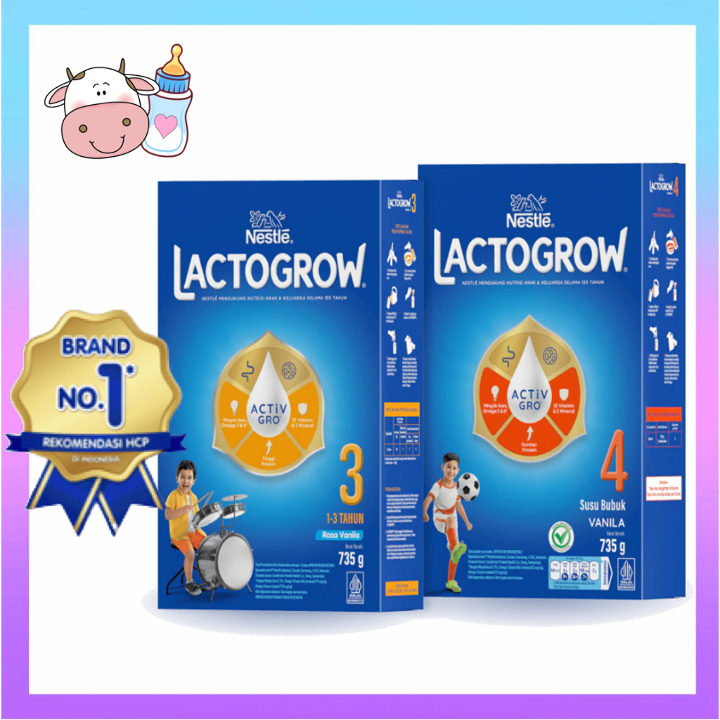 Lactogrow 1+ / Lactogrow 3+ madu / vanila / original 735gr